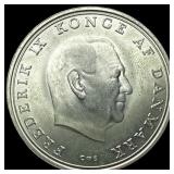 1938 Denmark .5247oz Silver 10 Kroner NEARLY UNCIR