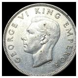 1941 New Zealand Silver Florin - George VI NEARLY