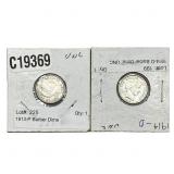 [2 Coins] 1913-1914 Barber Dime