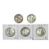 [5 Coins] 1916 Walking Liberty Half Dollar