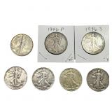 [7 Coins] 1945-1946 Walking Liberty Half Dollar