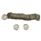 [51 Coins]Mixed Dates Silver Mercury Dime Roll