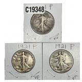 [3 Coins] 1921 Walking Liberty Half Dollar