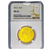 1913 $10 Gold Eagle NGC MS62