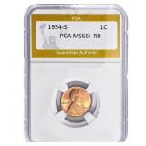 1954-S Wheat Cent PGA MS66+ RD
