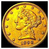 1898 Liberty Head Gold Half Eagle $5 CLOSELY UNCIR
