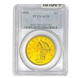 1850 $20 Gold Double Eagle PCGS AU58