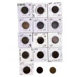 [15 Coins] 1865-1871 Two Cent Piece