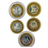 [5 Coins] .60oz Silver $10 Various Casino Tokens
