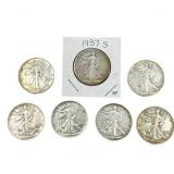 [7 Coins] 1937-1943 Walking Liberty Half Dollar