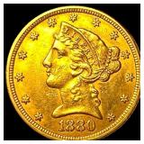 1880 Liberty Head Half Eagle $5 Gold CLOSELY UNCIR