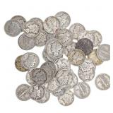 [50 Coins]Mixed Dates Silver Mercury Dime Roll