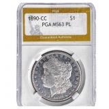 1890-CC Morgan Silver Dollar PGA MS63 PL