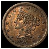1856 Braided Hair Half Cent CLOSELY UNCIRCULATED