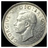 1943 Great Britain Silver 6 Pence - George VI NEAR