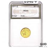 1911-D $2.50 Gold Quarter Eagle NGS MS65