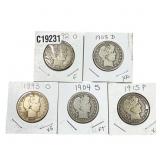 [5 Coins] 1892-1915 Walking Liberty Half Dollar