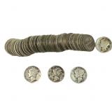 [50 Coins]Mixed Dates Silver Mercury Dime Roll