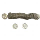 [54 Coins]Mixed Dates Silver Mercury Dime Roll