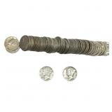 [54 Coins]Mixed Dates Silver Mercury Dime Roll