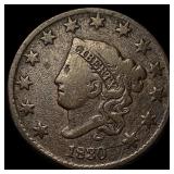1830 Coronet Head Large Cent LIGHTLY CIRCULATED