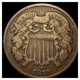 1870 Bronze Two-Cent Piece LIGHTLY CIRCULATED