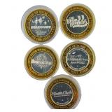 [5 Coins] .60oz Silver $10 Various Casino Tokens