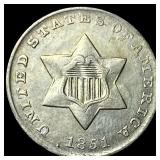 1851 Silver Three-Cent Piece UNCIRCULATED
