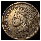 1869 Indian Head Cent ABOUT UNCIRCULATED
