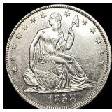 1858 Seated Liberty Half Dollar CLOSELY UNCIRCULAT