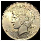 1934 Peace Silver Dollar CHOICE AU