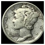 1921-D Silver Mercury Dime LIGHTLY CIRCULATED