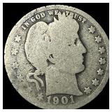 1901-O Silver Barber Quarter NICELY  CIRCULATED