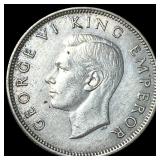 1943 New Zealand Silver Florin - George VI NEARLY