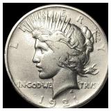 1921 Silver Peace Dollar ABOUT UNCIRCULATED