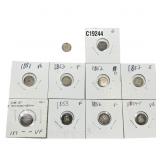 [10 Coins]1850-1856 U.S. Silver 3C & Half DIme Lot