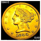 1844-O $5 Gold Half Eagle CHOICE AU+