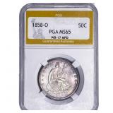 1858-O Seated Liberty Half Dollar PGA MS65