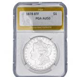 1878 8TF Morgan Silver Dollar PGA AU50