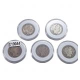 [5 Coins] Barber Half Dollar