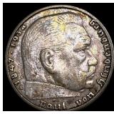 1937-A Germany Silver 2 Reichsmark NEARLY UNCIRCUL