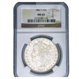 1882-S Morgan Silver Dollar NGC MS65
