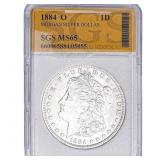 1884-O Morgan Silver Dollar SGS MS65