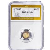 1859 Seated Liberty Half Dime PGA AU58+