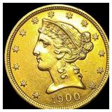 1900 Liberty Head Half Eagle $5 Gold CLOSELY UNCIR
