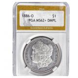 1886-O Morgan Silver Dollar PGA MS62+ DMPL