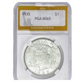 1935 Silver Peace Dollar PGA MS65