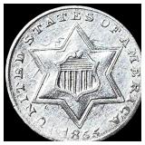 1855 Silver Three-Cent Piece CLOSELY UNCIRCULATED