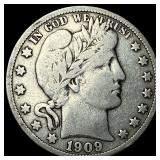 1909-S Silver Barber Half Dollar LIGHTLY  CIRCULA