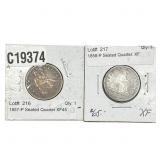 [2 Coins] 1857-1858 Seated Liberty Quarter